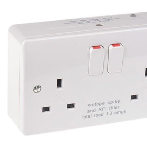 MK K1826WHI 2G spike &RFI filtered socket