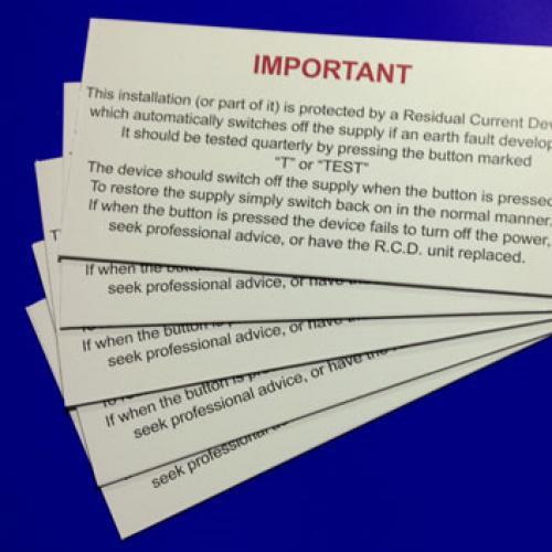 x 5 R.C.D Test Rigid Label 130 x 60mm