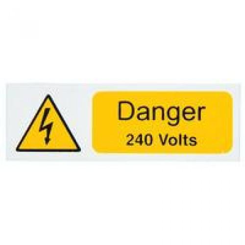 x 5 Danger 240 Volts Rigid Label 75 x 25mm