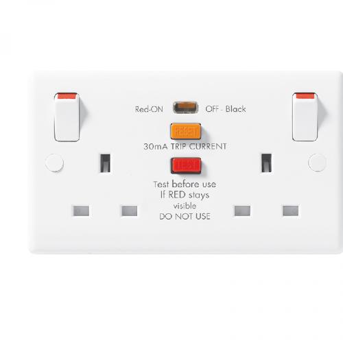 BG 2gang 13A DP RCD 30ma switched skt (Latching)