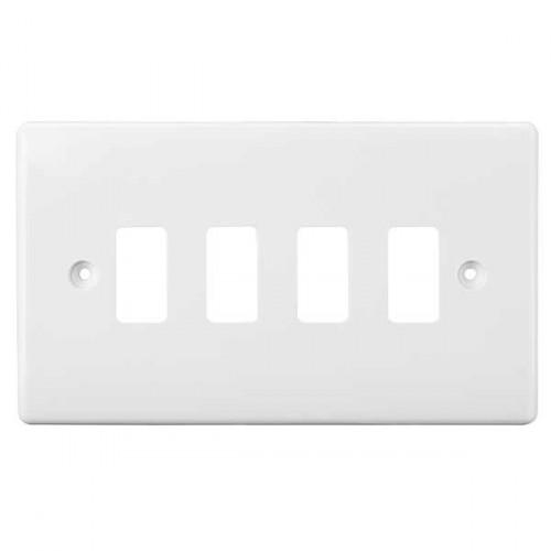 BG G84 4gang white grid plate