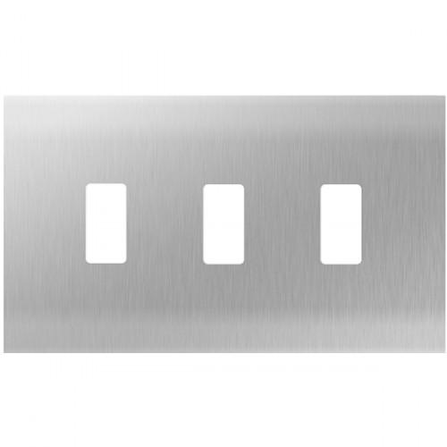 BG Brushed Steel 3gang grid plate