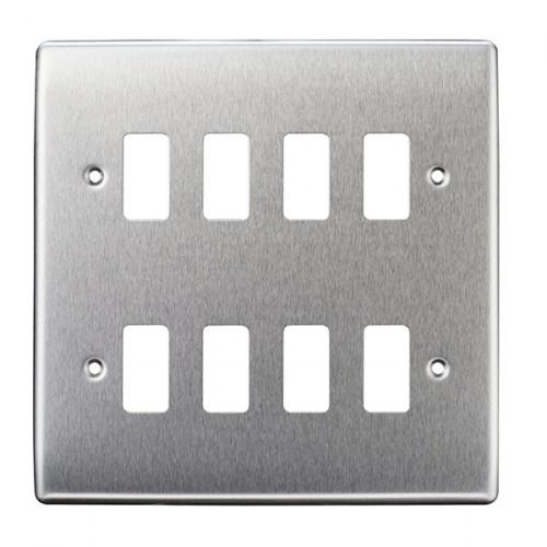 BG GNBS8 8gang Brushed Steel Grid Plate