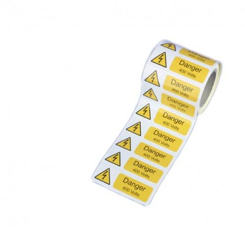 x 250 Danger 400 Volts Vinyl SA Label 75 x 25mm