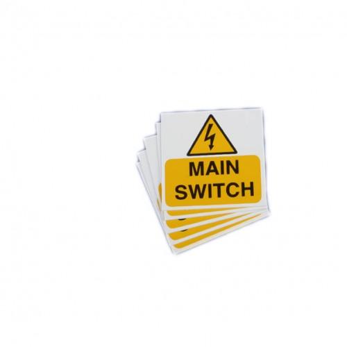 x 5 Main Switch Rigid Label 75 x 75mm