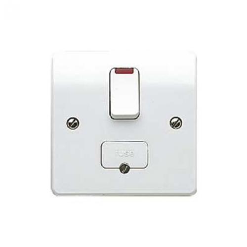 MK K370WHI 13A DP sw.spur c/w base f/outlet & neon