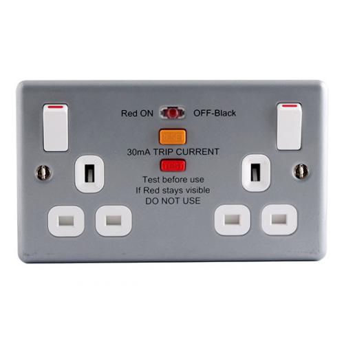 2gang RCD switched socket  Metalclad MAX LOAD 3120W