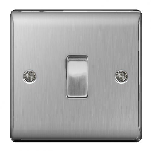 1 Gang 2 Way Switch Brushed Steel