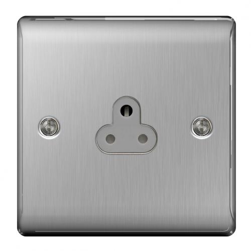 1 Gang 2a socket outlet Brushed Steel