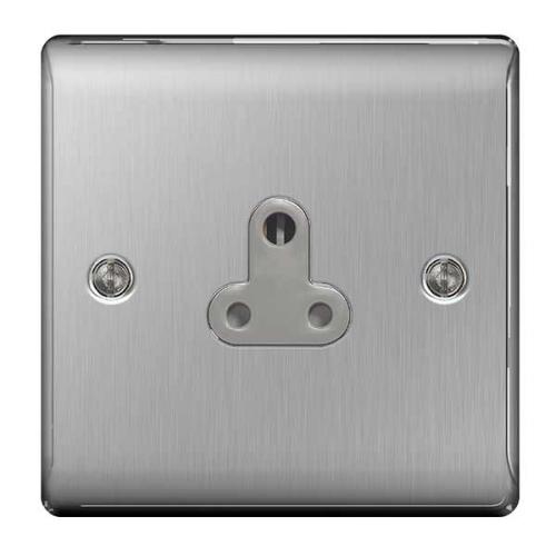 1 Gang 5a socket outlet Brushed Steel