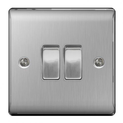 2gang 2 Way switch Brushed Steel