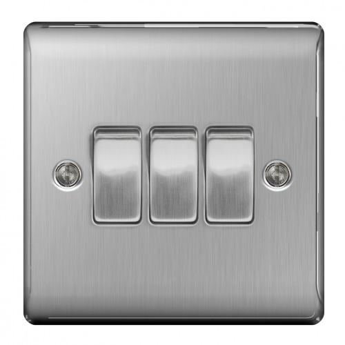 3gang 2 Way switch Brushed Steel