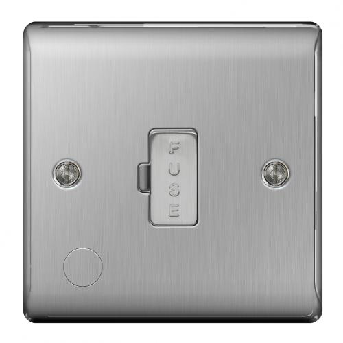 13a un-switched Spur + Flex outlet Brushed Steel