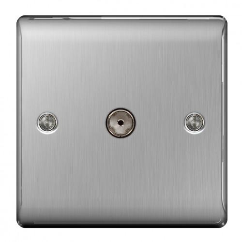 1 Gang Co-axial Socket Brushed Steel