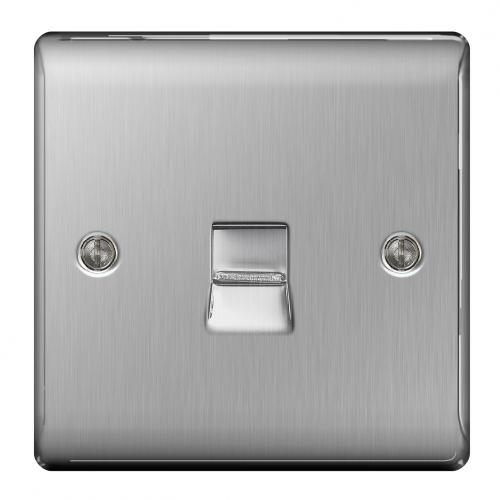 BG 1 gang slave phone socket Brushed Steel