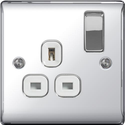 1 Gang 13a switch socket Polished Chrome