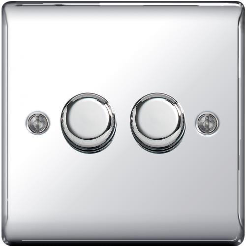 2 Gang Dimmer Switch Polished Chrome