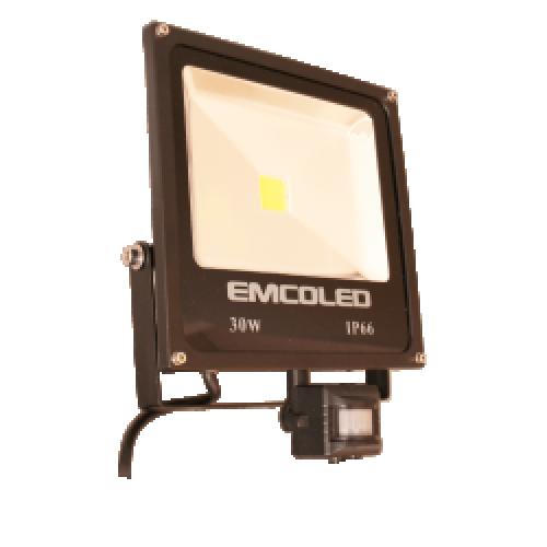 Emcolite 30W LED slimline PIR floodlight 6-6500k