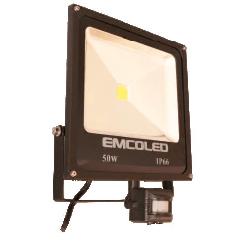 Emcolite 50W LED slimline PIR floodlight 6-6500k