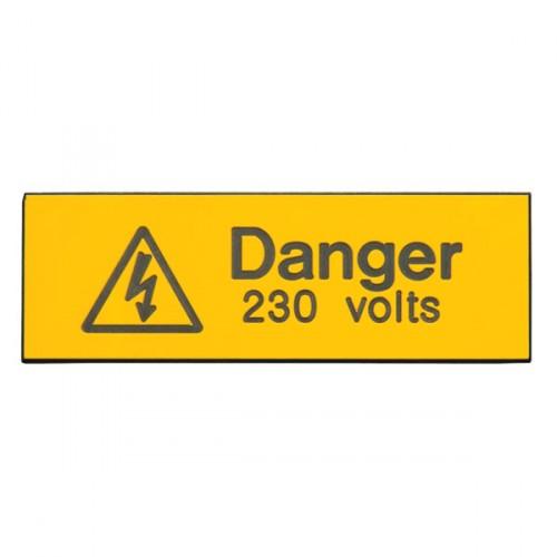 x 5 Danger 230 Volts Rigid Label 75 x 25mm