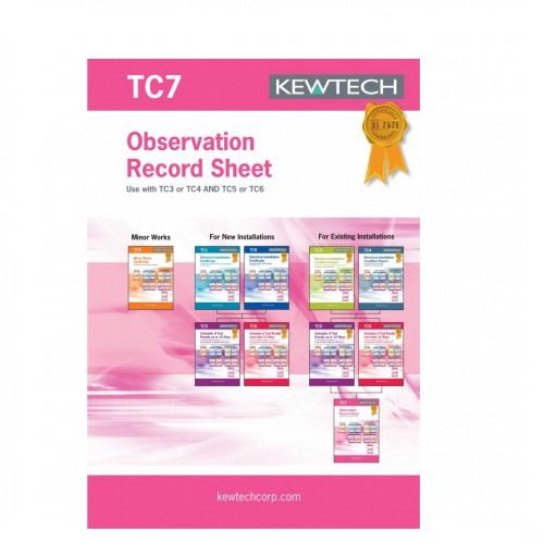 KEWTECH TC7 observation & record sheet