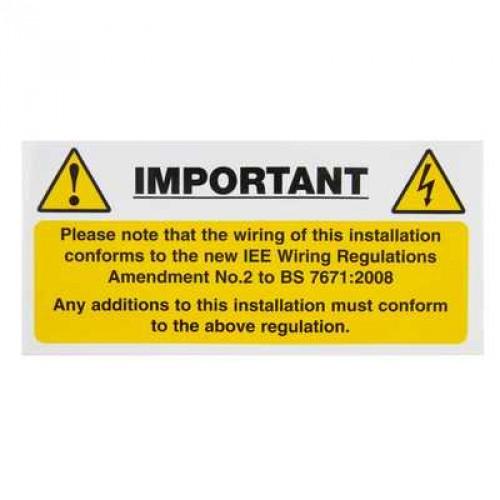 x 10 Harmonised cable Notice S/A Label 130x60mm