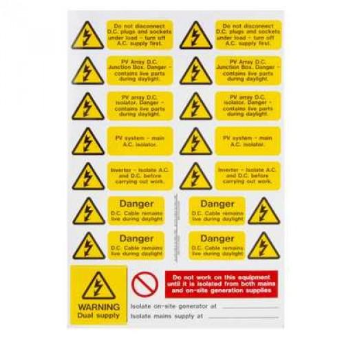 x 5 Mixed Solar PV Labels