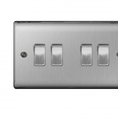 4gang 2 Way switch Brushed Steel