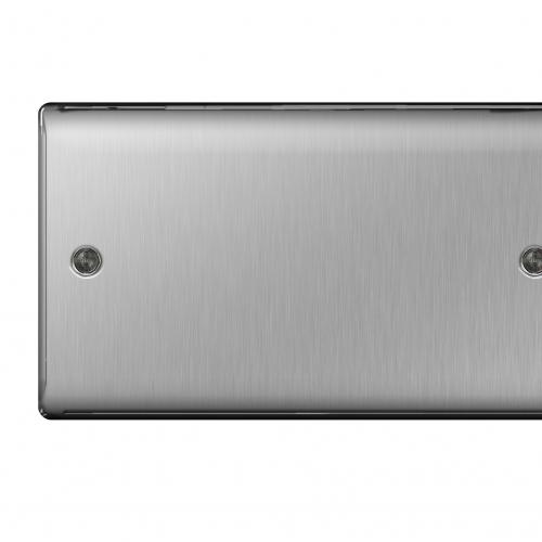 2 Gang blank plate Brushed Steel