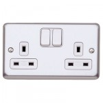 MK K2948BSS 2G switched socket brushed st.steel