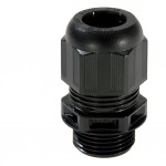 Black compression gland  25mm c/w locknut PK10