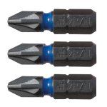 C.K pozi PZ1 x25mm screwdriver bit-card of 3