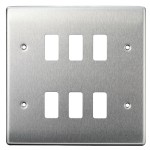 BG GNBS6 6gang Brushed Steel Grid Plate