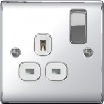 1 Gang 13a switch socket Polished Chrome