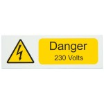 x 10 Danger 230 Volt S/A Label 75 x 25mm