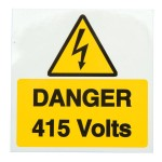 x 5 Danger 415 Volts Rigid Label 75 x 75mm