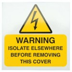 x 10 Warning Isol.Elsew. Vinyl SA Label 75 x 75mm